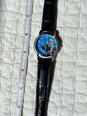 John Kerry Election Black Strap Watch with waving hand & Blue Photo Dial